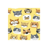 Fabric, A.E. Nathan Fabrics, Yellow Cat Faces Fabric Sold in Multiples of 1/2 M